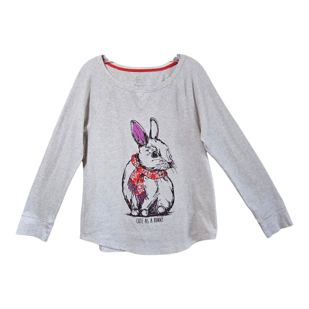 SONOMA Women L Thermal Top Rabbit with Scarf Cute as a Bunny Beige Long Slv 38"